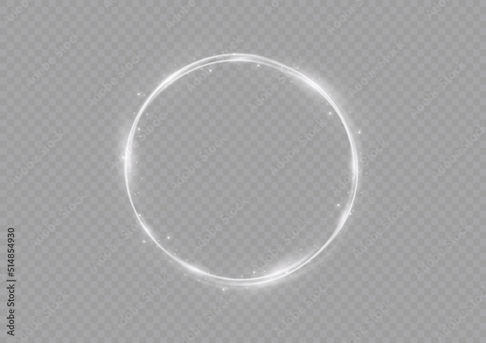 Wall mural glow neon circle, ring white flame, light swirl