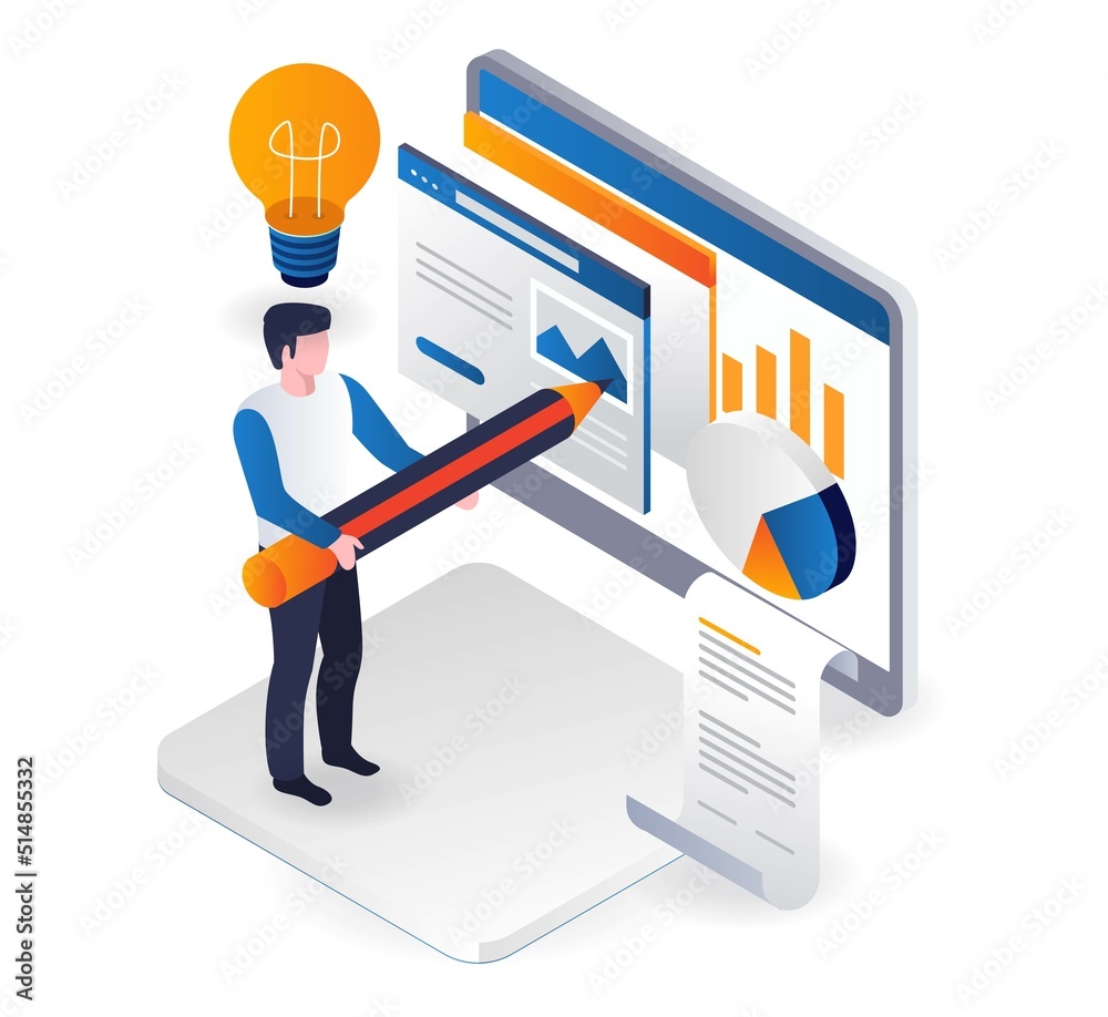 Poster Creative man designing web display