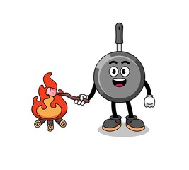 Illustration of frying pan burning a marshmallow