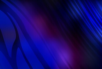 Dark Pink, Blue vector background with curved lines.