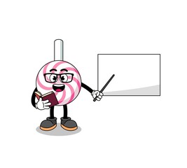 Mascot cartoon of lollipop spiral teacher