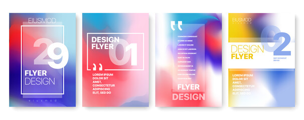 Covers templates set with gradient background. Applicable for flyer, cover annual report, placards, brochures, posters, banners. Vector illustrations.	