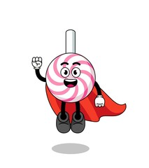 lollipop spiral cartoon with flying superhero