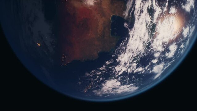 Sphere of nightly Earth planet in outer space