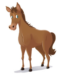 Brown funny horse illustration