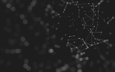 Abstract background. Molecules technology with polygonal shapes, connecting dots and lines. Connection structure. Big data visualization.