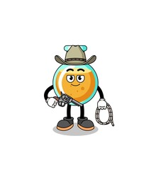 Character mascot of lab beakers as a cowboy