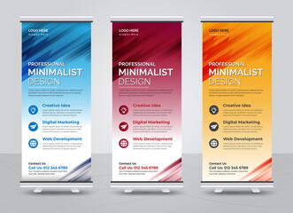 Abstract Standee roll up banner template design