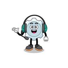 Mascot Illustration of gear as a customer services