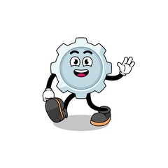 gear cartoon walking