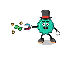 Fototapeta na wymiar Character Illustration of bottle cap catching money with a magnet