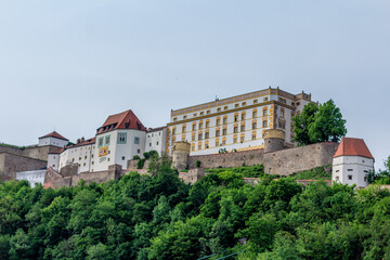 Fototapeta na wymiar Drone photography of a castle in Passau, Germany.