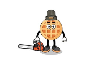 Fototapeta premium circle waffle illustration cartoon as a lumberjack