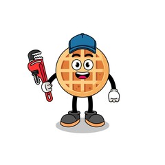 Obraz premium circle waffle illustration cartoon as a plumber