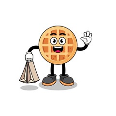 Cartoon of circle waffle shopping