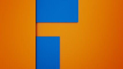 Overlapping blue-orange paper planes layer. Abstract background. 3D high quality rendering. 3D illustration. 3D CG.