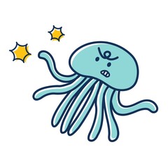 クラゲに刺されるイラスト