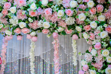 Wedding backdrop background,  flower decoration
