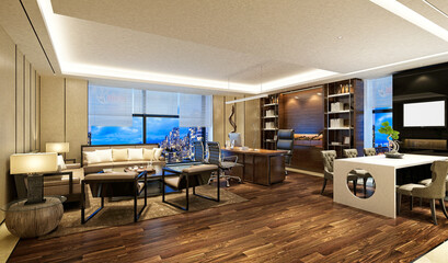 3d render of modern working office