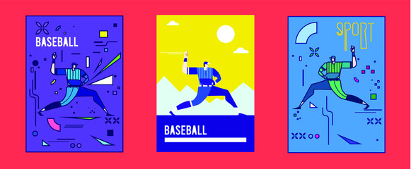 Drawing Vector Sport Baseball Player - obrazy, fototapety, plakaty