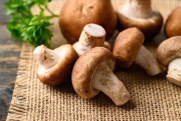 Fresh shiitake mushroom, edible mushroom and food ingredient in Asian cuisine