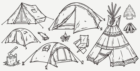 Tent for outside camping adventure. Camping tent for forest nature explore © Casoalfonso