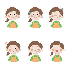 女性の表情バリエーション　イラスト素材セット