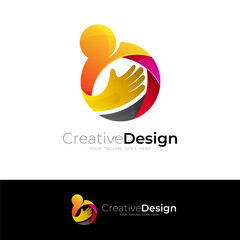 Charity logo and people care design vector, social logos
