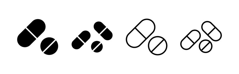 Pills icon vector. capsule icon. Drug sign and symbol