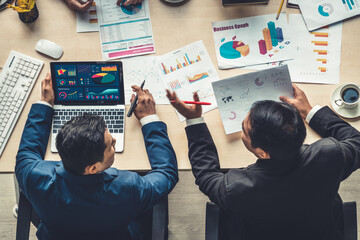 Business data dashboard analysis by ingenious computer software . Investment application display...