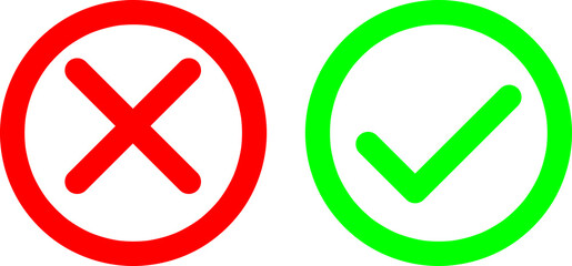  Cross and Check mark symbol icon vector illustration on white background..eps
