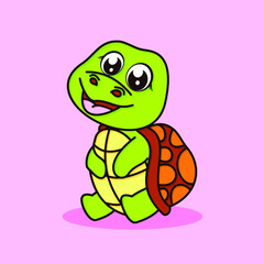 Cute turtle cartoon vector icon illustration. flat cartoon style