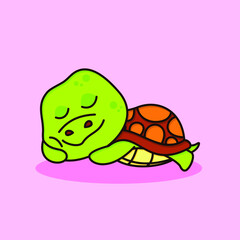 Cute turtle cartoon vector icon illustration. flat cartoon style
