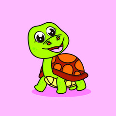 Cute turtle cartoon vector icon illustration. flat cartoon style