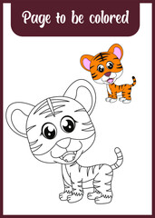 coloring book for kids. tiger