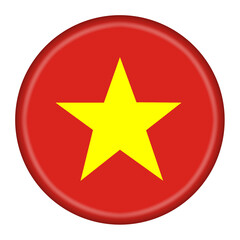 Socialist Republic of Vietnam flag button 3d illustration with clipping path