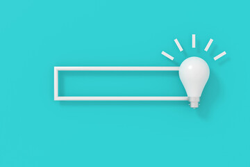 Search field. 3D text box with light bulb icon.