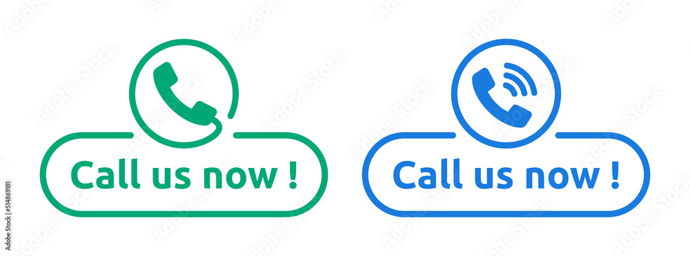 Poster call us now button vector with phone icon illustration.