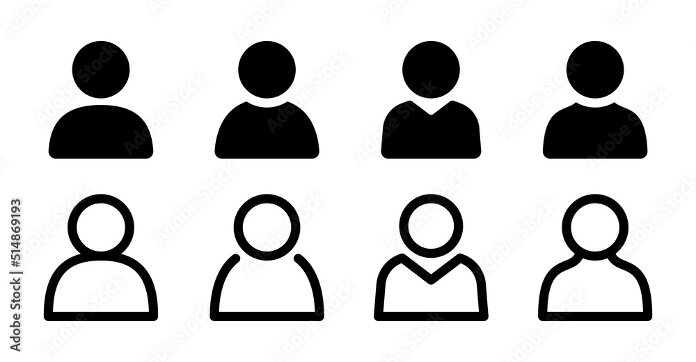 Poster user icon vector set. avatar solid and outline symbol illustration.