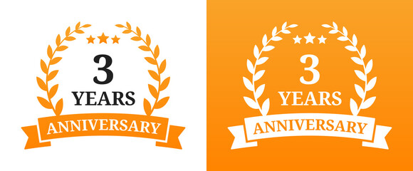 3 years anniversary icon vector symbol illustration.