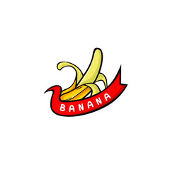 Banana Logo Icon With banner ribbon 2