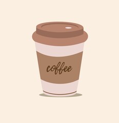 Vector illustration disposable coffee cup icon . Coffee cup logo