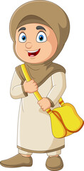 Cartoon muslim girl with backpack