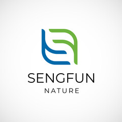 leaf vector green and blue logo design friendly concept