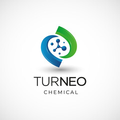 Logo design vector illustration Chemical with blue and green color