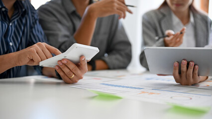 A group of professional business investment planner and accountant having a meeting