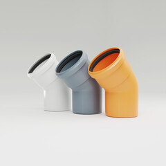 3d visualization, Polypropylene sewer pipes with noise reduction - Branch