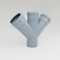 3d visualization, Polypropylene sewer pipes with noise reduction - Cross, tee