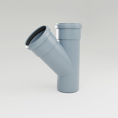 3d visualization, Polypropylene sewer pipes with noise reduction - Cross, tee