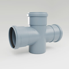 3d visualization, Polypropylene sewer pipes with noise reduction - Cross, tee
